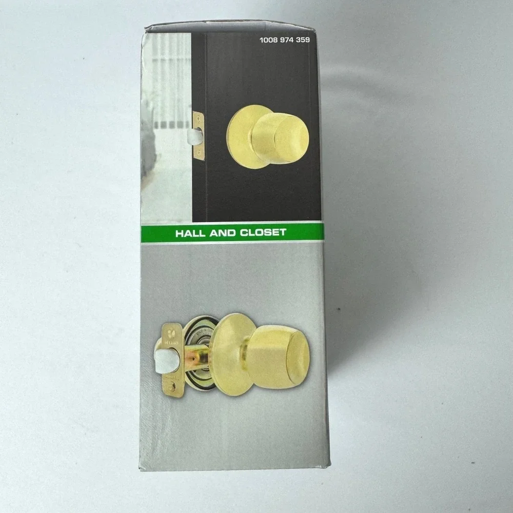 Defiant  Hall Closet Door Knob Set Polished Brass Finish New